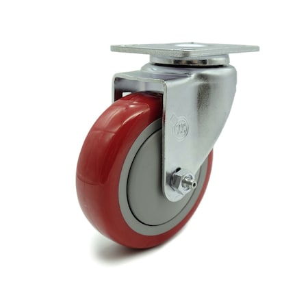 4 Inch Red Polyurethane Wheel Swivel Top Plate Caster